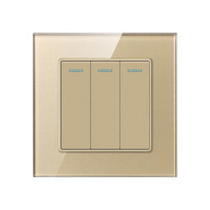Tempered Glass Switch F71B-3 Gang 1 Way-GOLD